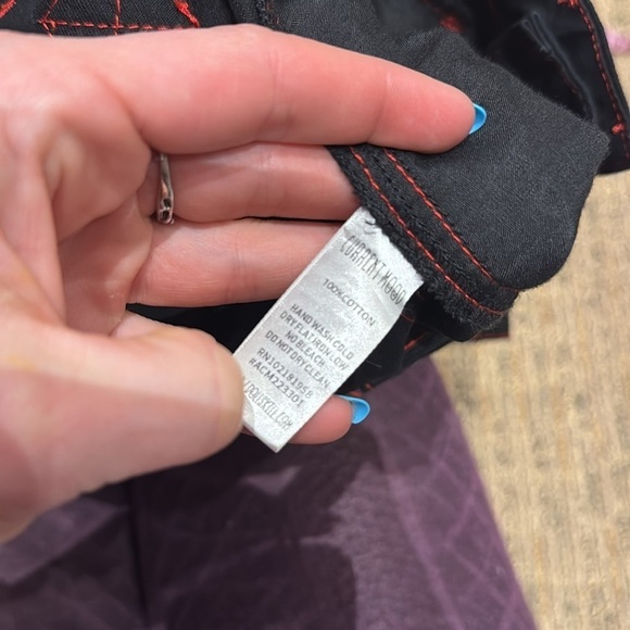 90s Rave Style Current Mood Black Red Baggy Wide leg cargo pants New punk sz S - Picture 13 of 15